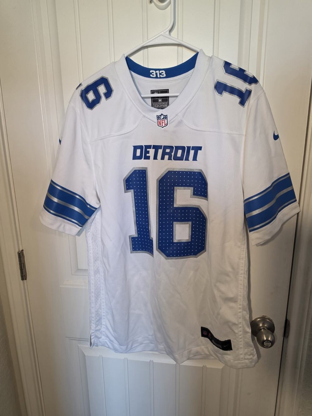 Nike Jared Goff #16 Detroit Lions NFL Football Jersey White Men's Medium